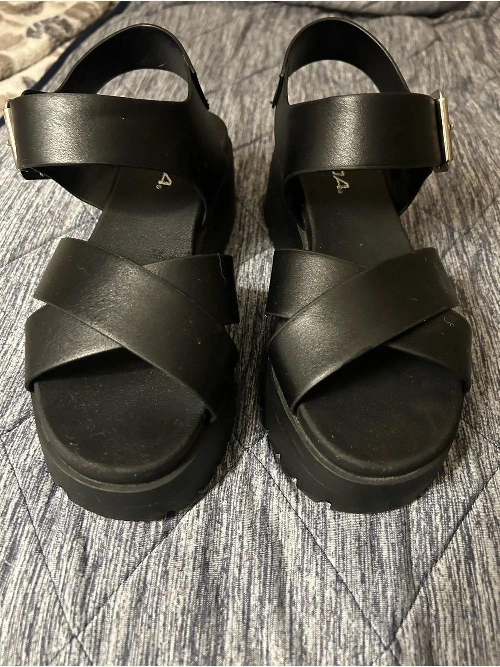 Soda Black Platform Sandals